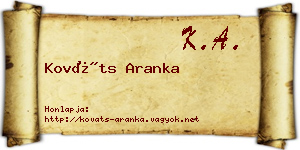 Kováts Aranka névjegykártya